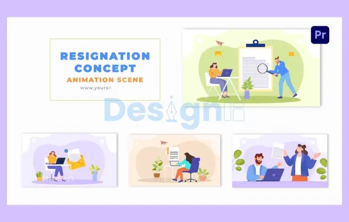 Employee Resignation Concept Creative Flat Design Animation Scene